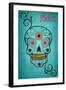 Salem, Massachusetts - Sugar Skull (Aqua Background)-Lantern Press-Framed Art Print