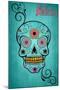 Salem, Massachusetts - Sugar Skull (Aqua Background)-Lantern Press-Mounted Art Print