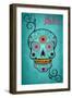 Salem, Massachusetts - Sugar Skull (Aqua Background)-Lantern Press-Framed Art Print