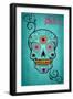 Salem, Massachusetts - Sugar Skull (Aqua Background)-Lantern Press-Framed Art Print