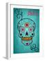 Salem, Massachusetts - Sugar Skull (Aqua Background)-Lantern Press-Framed Art Print