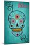 Salem, Massachusetts - Sugar Skull (Aqua Background)-Lantern Press-Mounted Art Print