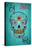 Salem, Massachusetts - Sugar Skull (Aqua Background)-Lantern Press-Stretched Canvas