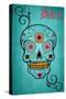 Salem, Massachusetts - Sugar Skull (Aqua Background)-Lantern Press-Stretched Canvas