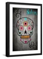 Salem, Massachusetts - Sugar Skull-Lantern Press-Framed Art Print