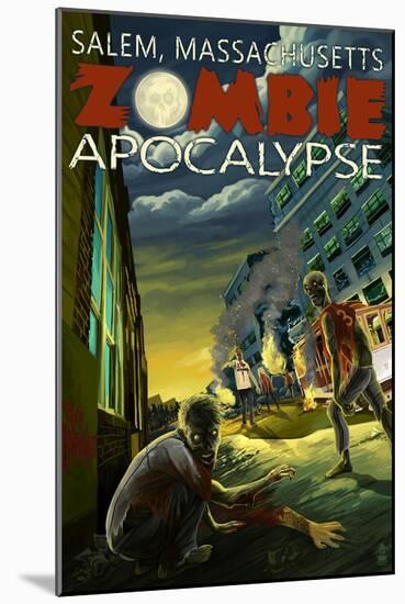 Salem, Massachusetts - Zombie Apocalypse-Lantern Press-Mounted Art Print