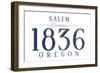 Salem, Oregon - Established Date (Blue)-Lantern Press-Framed Art Print