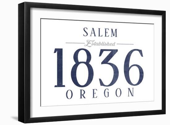 Salem, Oregon - Established Date (Blue)-Lantern Press-Framed Art Print