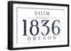 Salem, Oregon - Established Date (Blue)-Lantern Press-Framed Art Print