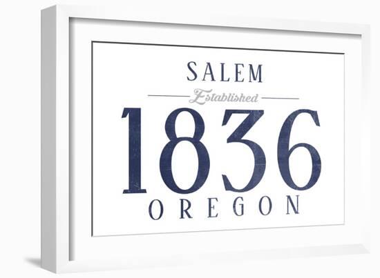 Salem, Oregon - Established Date (Blue)-Lantern Press-Framed Art Print