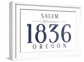 Salem, Oregon - Established Date (Blue)-Lantern Press-Framed Art Print