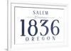Salem, Oregon - Established Date (Blue)-Lantern Press-Framed Art Print