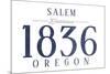 Salem, Oregon - Established Date (Blue)-Lantern Press-Mounted Art Print