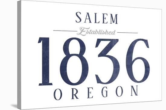 Salem, Oregon - Established Date (Blue)-Lantern Press-Stretched Canvas