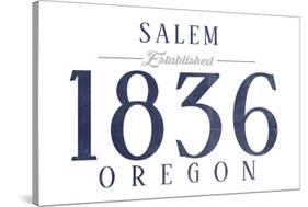 Salem, Oregon - Established Date (Blue)-Lantern Press-Stretched Canvas