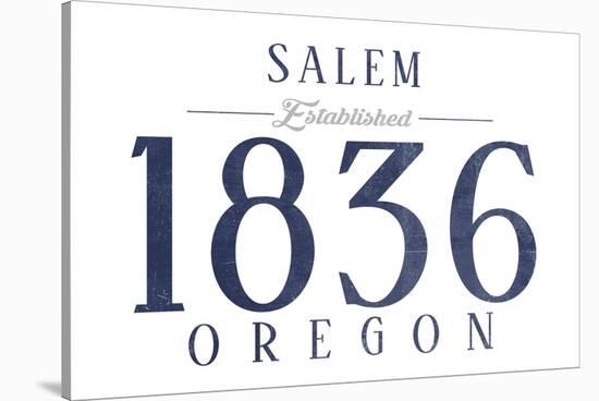 Salem, Oregon - Established Date (Blue)-Lantern Press-Stretched Canvas