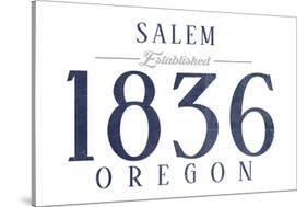 Salem, Oregon - Established Date (Blue)-Lantern Press-Stretched Canvas