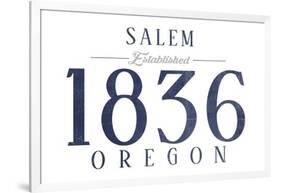 Salem, Oregon - Established Date (Blue)-Lantern Press-Framed Art Print