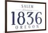 Salem, Oregon - Established Date (Blue)-Lantern Press-Framed Art Print