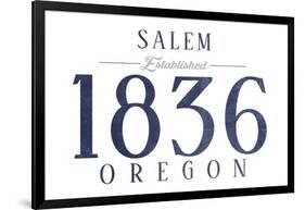 Salem, Oregon - Established Date (Blue)-Lantern Press-Framed Art Print