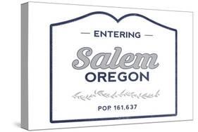 Salem, Oregon - Now Entering (Blue)-Lantern Press-Stretched Canvas