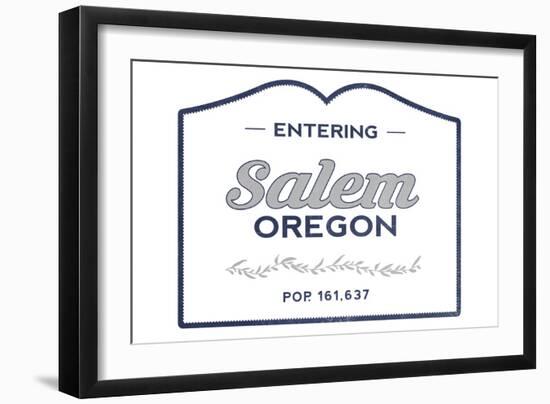 Salem, Oregon - Now Entering (Blue)-Lantern Press-Framed Art Print