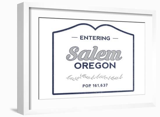 Salem, Oregon - Now Entering (Blue)-Lantern Press-Framed Art Print