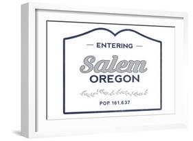 Salem, Oregon - Now Entering (Blue)-Lantern Press-Framed Art Print