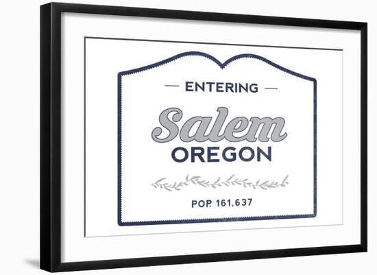 Salem, Oregon - Now Entering (Blue)-Lantern Press-Framed Art Print