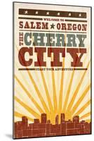 Salem, Oregon - Skyline and Sunburst Screenprint Style-Lantern Press-Mounted Art Print