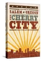 Salem, Oregon - Skyline and Sunburst Screenprint Style-Lantern Press-Stretched Canvas