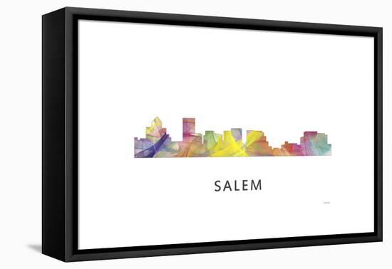Salem Oregon Skyline-Marlene Watson-Framed Stretched Canvas