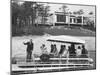 Salesman Harold Eastman Ferries Prospective Home Buyers around Development on Cape Cod-null-Mounted Photographic Print