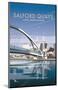 Salford Quays - Dave Thompson Contemporary Travel Print-Dave Thompson-Mounted Giclee Print