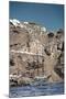 Saliboat Under the Caldera in Santorini Greece-null-Mounted Photo