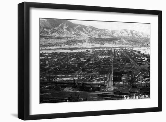 Salida, Colorado - Aerial View of Town-Lantern Press-Framed Art Print