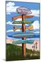 Salisbury Beach, Massachusetts - Signpost Destinations-Lantern Press-Mounted Art Print