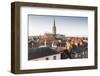 Salisbury cathedral across the rooftops of the city, Salisbury, Wiltshire, England, United Kingdom,-Julian Elliott-Framed Photographic Print