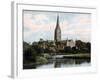 Salisbury Cathedral as Seen from the River Avon, Salisbury, Wiltshire, Early 20th Century-null-Framed Giclee Print