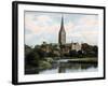 Salisbury Cathedral as Seen from the River Avon, Salisbury, Wiltshire, Early 20th Century-null-Framed Giclee Print