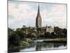 Salisbury Cathedral as Seen from the River Avon, Salisbury, Wiltshire, Early 20th Century-null-Mounted Giclee Print