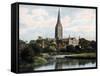 Salisbury Cathedral as Seen from the River Avon, Salisbury, Wiltshire, Early 20th Century-null-Framed Stretched Canvas