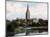 Salisbury Cathedral as Seen from the River Avon, Salisbury, Wiltshire, Early 20th Century-null-Mounted Giclee Print