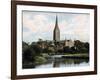 Salisbury Cathedral as Seen from the River Avon, Salisbury, Wiltshire, Early 20th Century-null-Framed Giclee Print