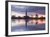 Salisbury Cathedral at Dawn Reflected in the Flooded West Harnham Water Meadows-Julian Elliott-Framed Photographic Print