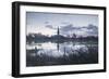 Salisbury Cathedral at Dawn Reflected in the Flooded West Harnham Water Meadows-Julian Elliott-Framed Photographic Print