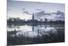 Salisbury Cathedral at Dawn Reflected in the Flooded West Harnham Water Meadows-Julian Elliott-Mounted Photographic Print