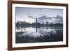 Salisbury Cathedral at Dawn Reflected in the Flooded West Harnham Water Meadows-Julian Elliott-Framed Photographic Print