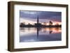 Salisbury Cathedral at Dawn Reflected in the Flooded West Harnham Water Meadows-Julian Elliott-Framed Photographic Print