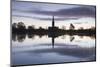 Salisbury Cathedral at Dawn Reflecting in the Flooded West Harnham Water Meadows-Julian Elliott-Mounted Photographic Print